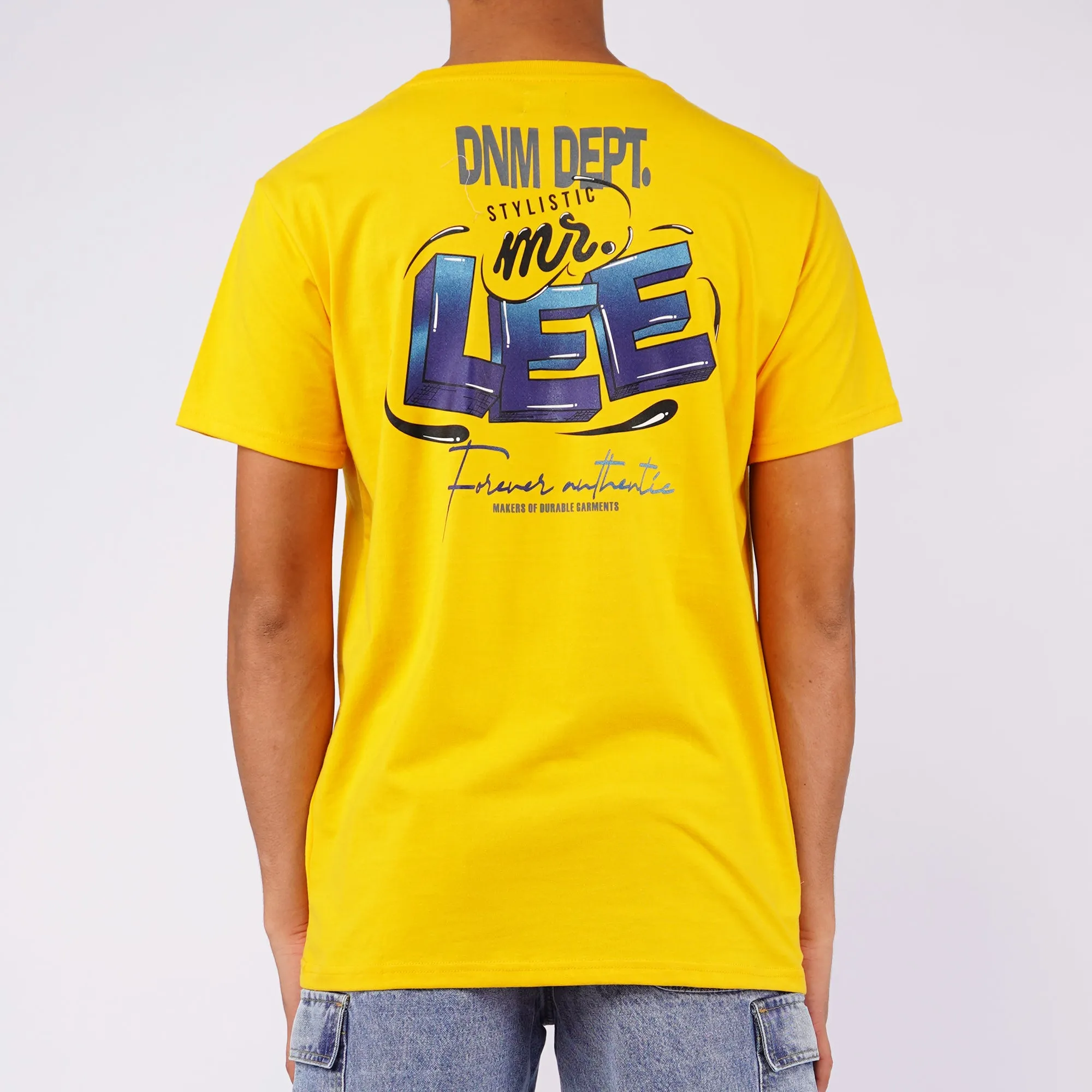 Stylistic Mr. Lee Men's Basic Tees with Back Print Semi Body Fit 148729-U (Artisan Gold)