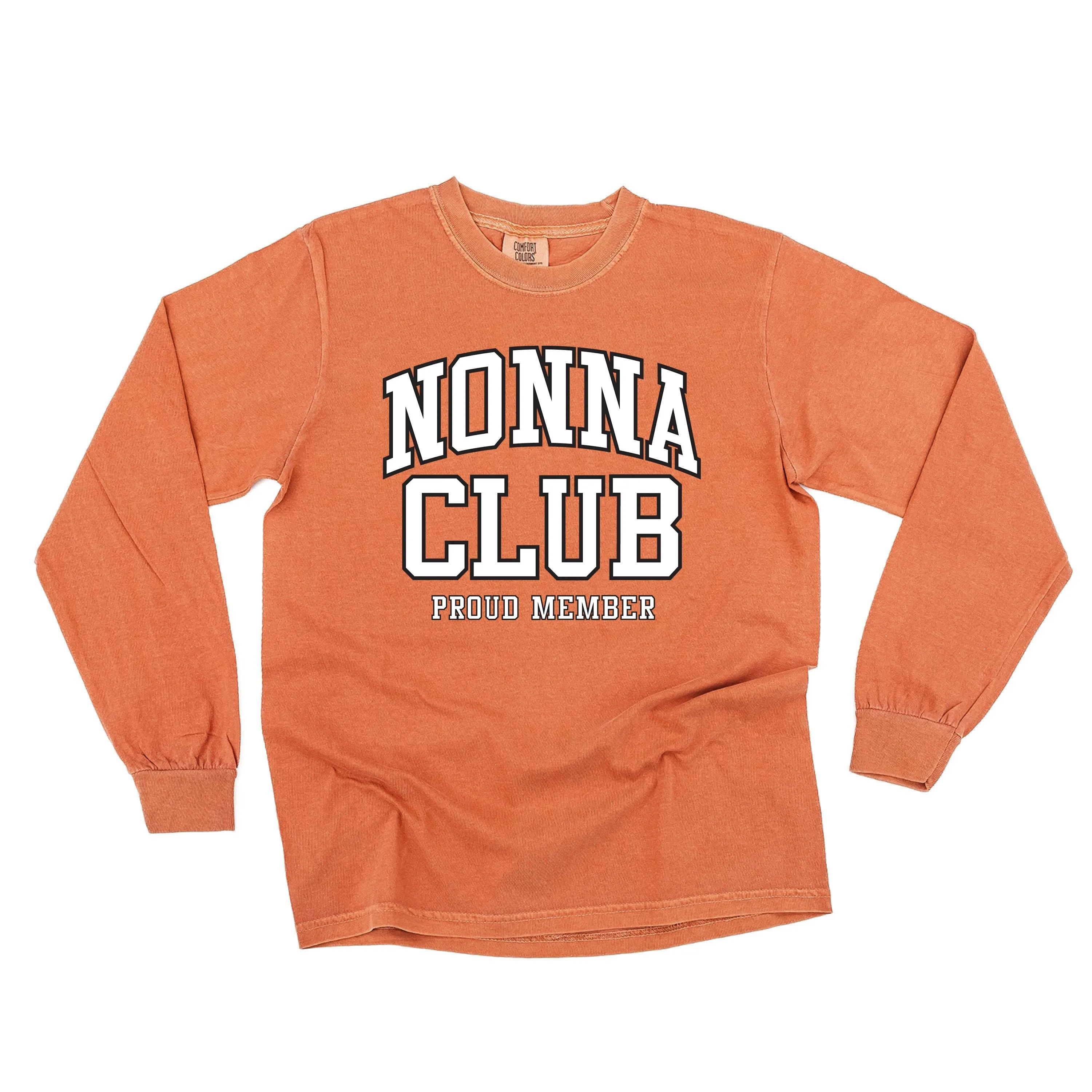 Varsity Style - NONNA Club - Proud Member - LONG SLEEVE COMFORT COLORS TEE