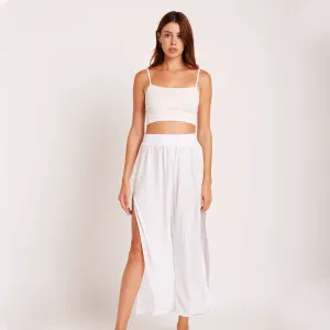 WHITE HALF CUT EASY PANT
